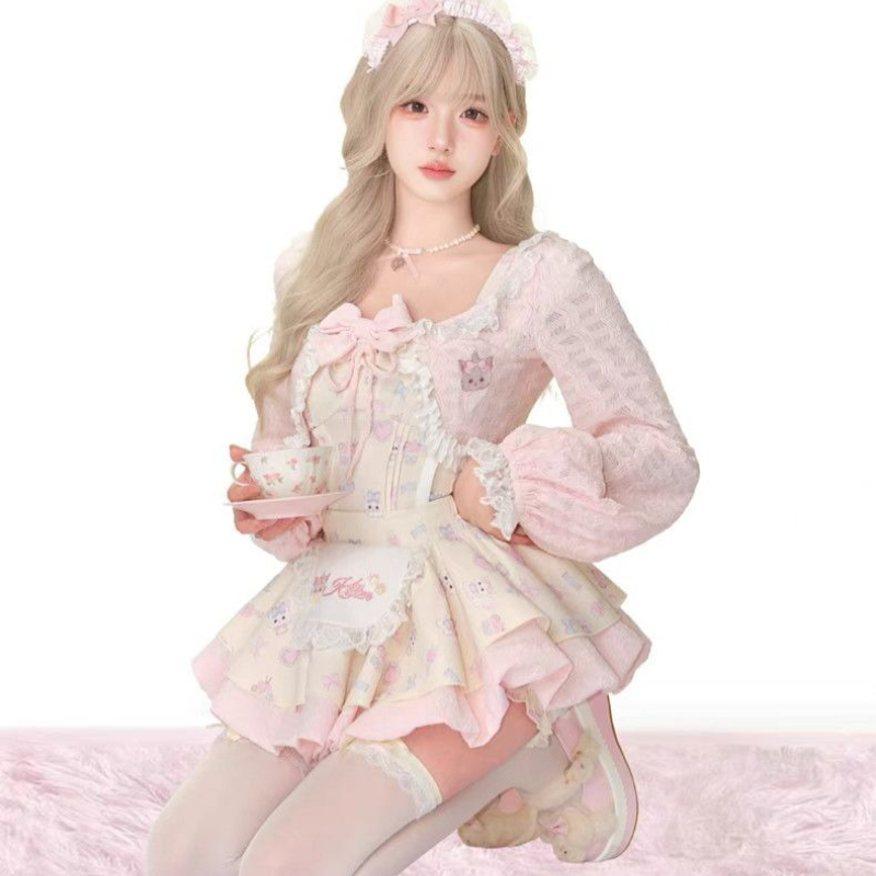 Japanese Sweet Lolita Style 3  - Crop Top Crochet ulasan dan harga