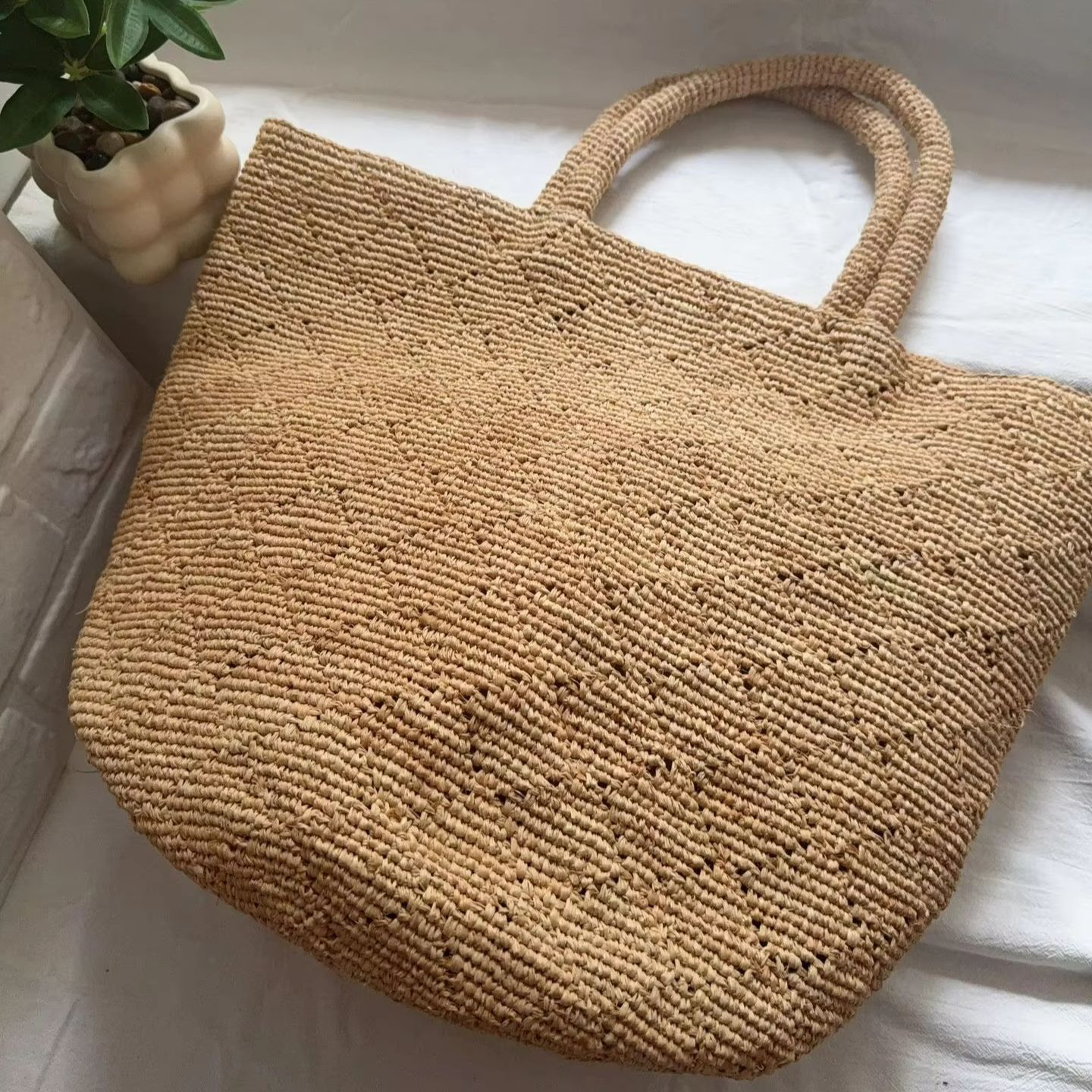 Fashion Style Ins Crochet Hand - Crochet Bag Raffia ulasan dan harga