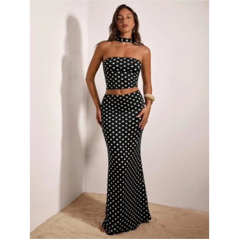 Women's Retro Y2K Polka Dot Hi - Crop Top Crochet ulasan dan harga