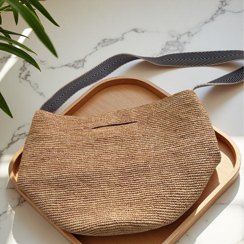 New Raffia Rainbow Bucket Bag  - Crochet Bag Raffia ulasan dan harga