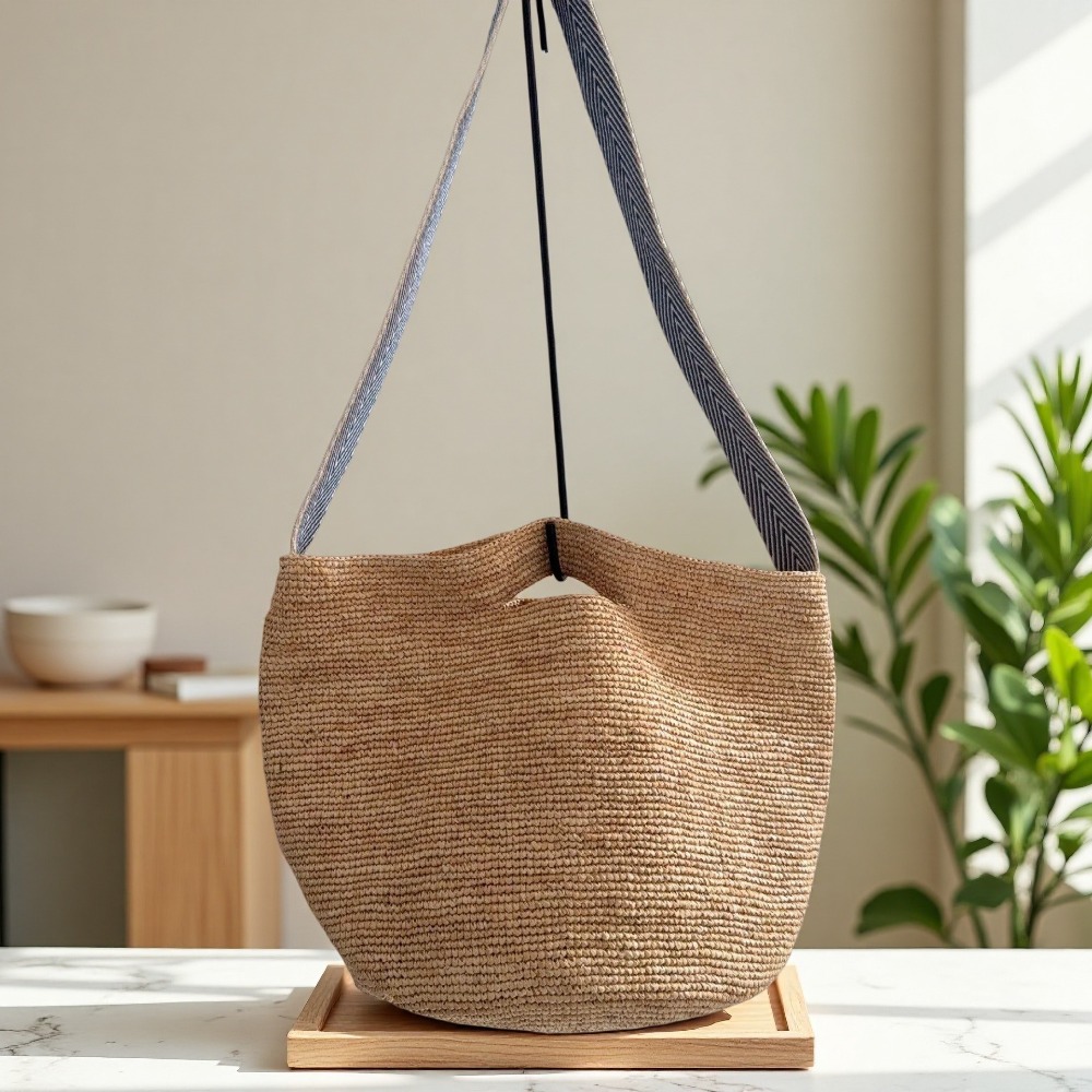 New Raffia Rainbow Bucket Bag  - Crochet Bag Raffia ulasan dan harga