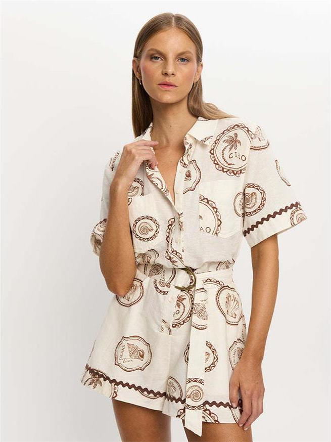 Elegant Floral Print Linen Wra - Linen Dress Wrap ulasan dan harga