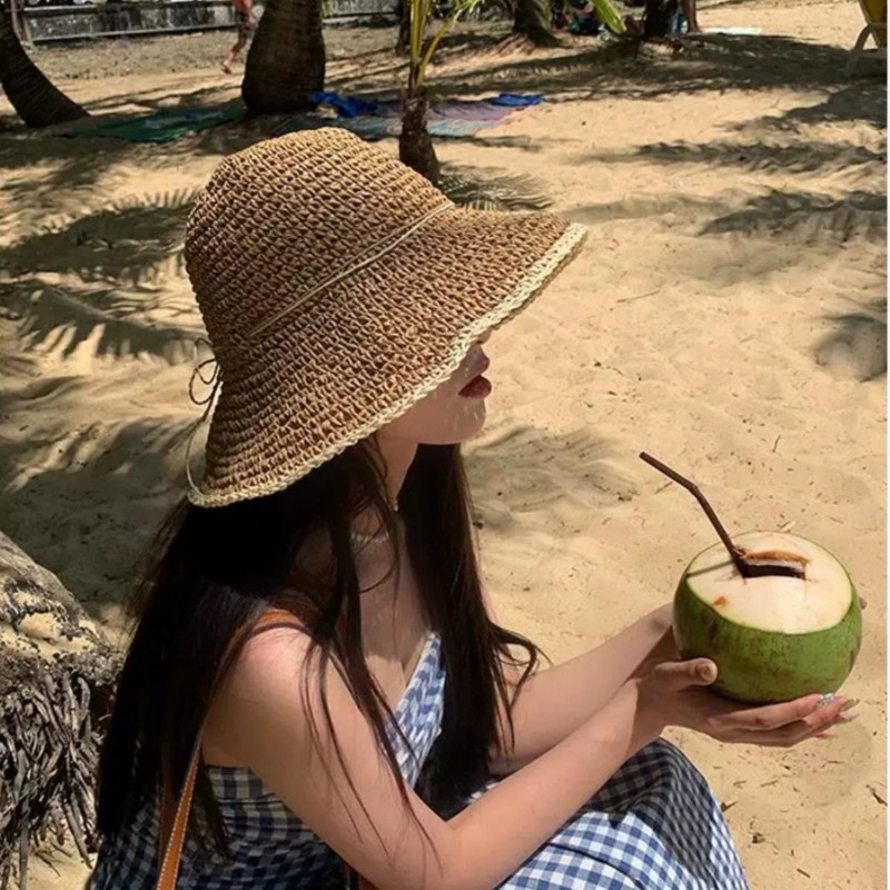 1pc Women's Summer Beach Straw - Hat Floppy Wide ulasan dan harga